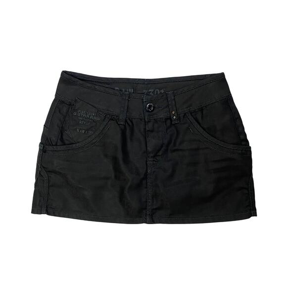 G Star Raw Black Waxed Denim Mini Skirt - Picture 1 of 5